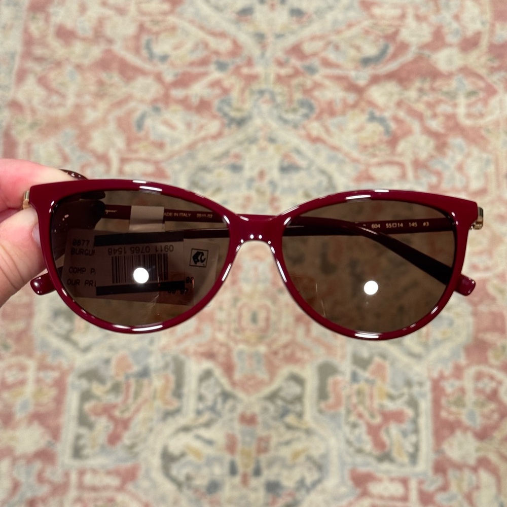 Salvatore Ferragamo glossy red cat-eye sunglasses with brown lenses
